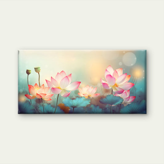 Pink Lotus Flower Abstract Wall Art Canvas Office Home Room Framed 120x60cm