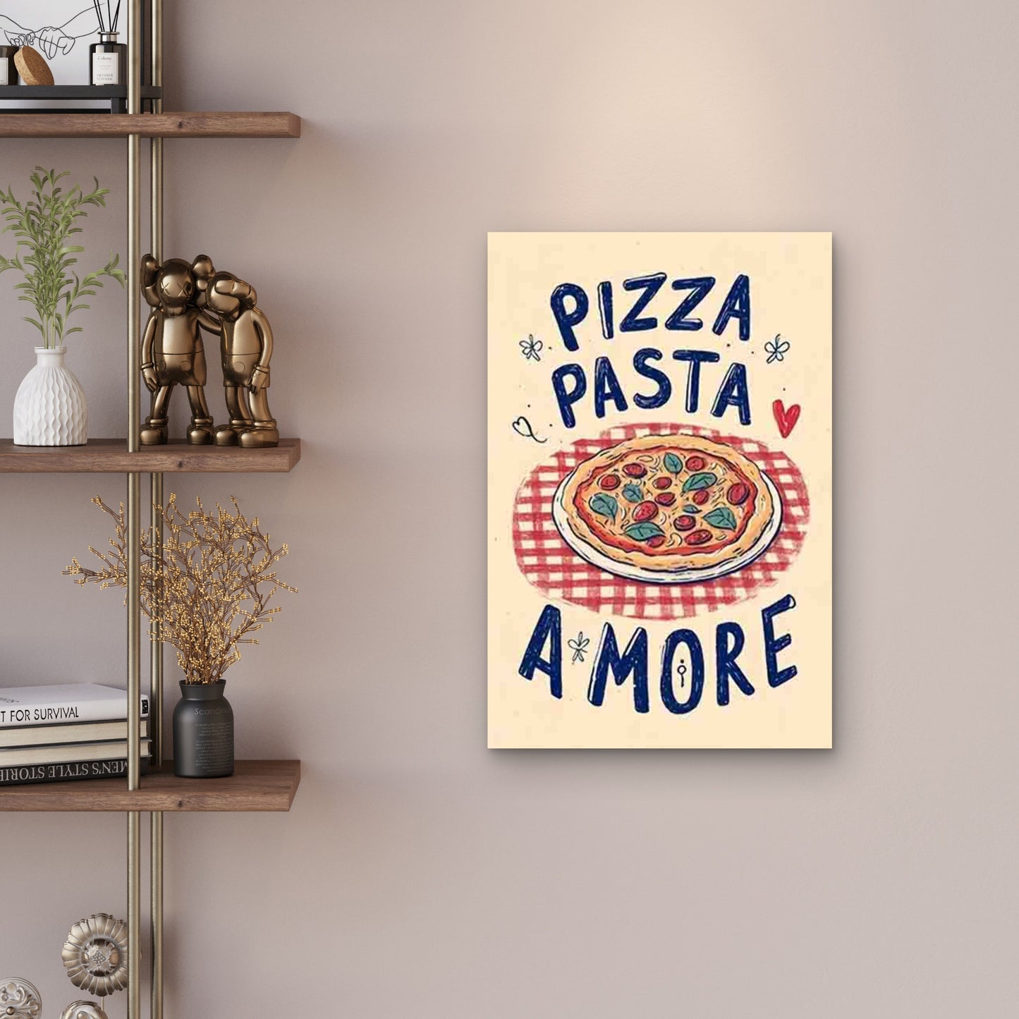 Pizza Pasta & Italian Phrases PIZZA PASTA PASTA & AMOR Metal Print Ready to Hang