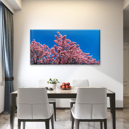 Cherry Blossom Against Blue Sky Wall Art Canvas Office Home Room Framed 120x60cm - Bella Home Decor
