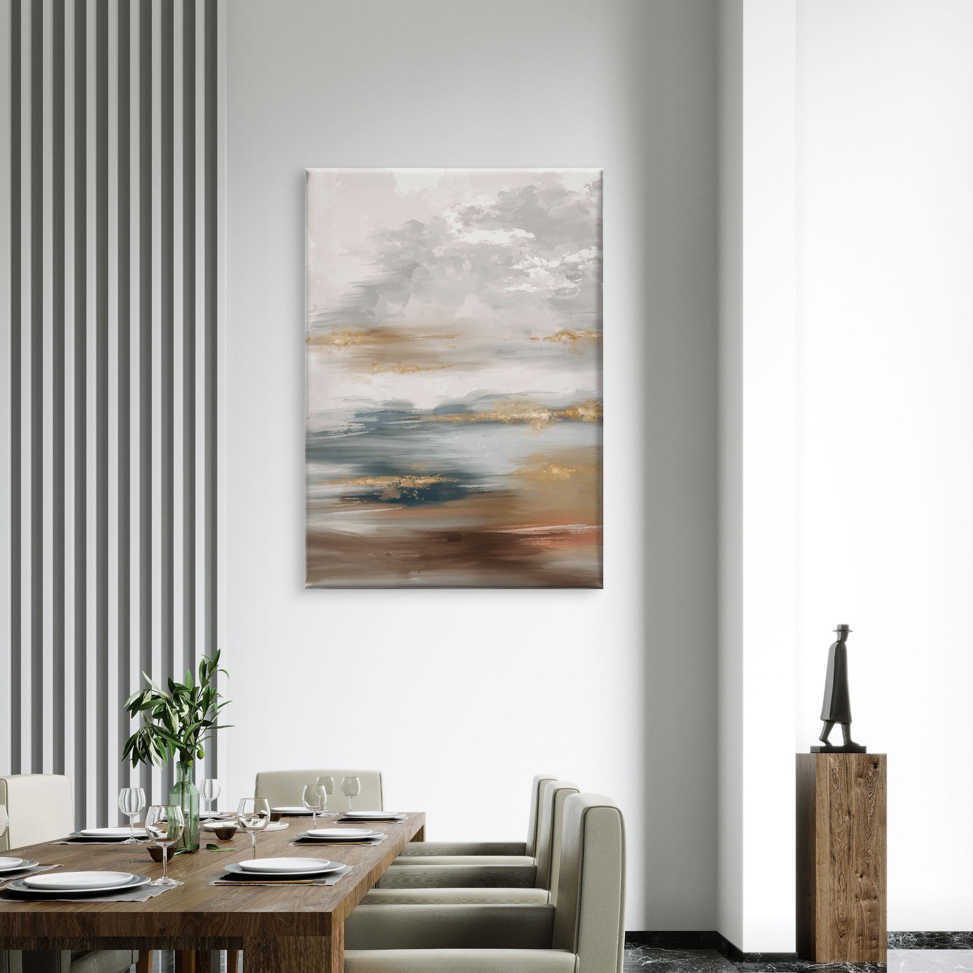 Abstract hand painted landscape Neutral Canvas Print Wall Art Decor 100% Australian Made - Bella Home Decor