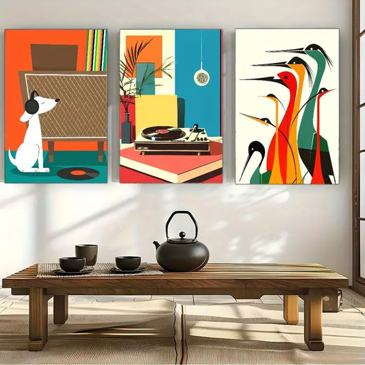 3pcs Musical Theme, Vertical Orientation Metal Print Ready to Hang Art