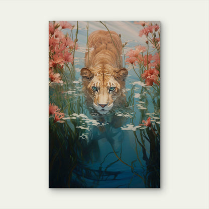Lions Digital Art Style 40x60cm Metal Print Ready to Hang