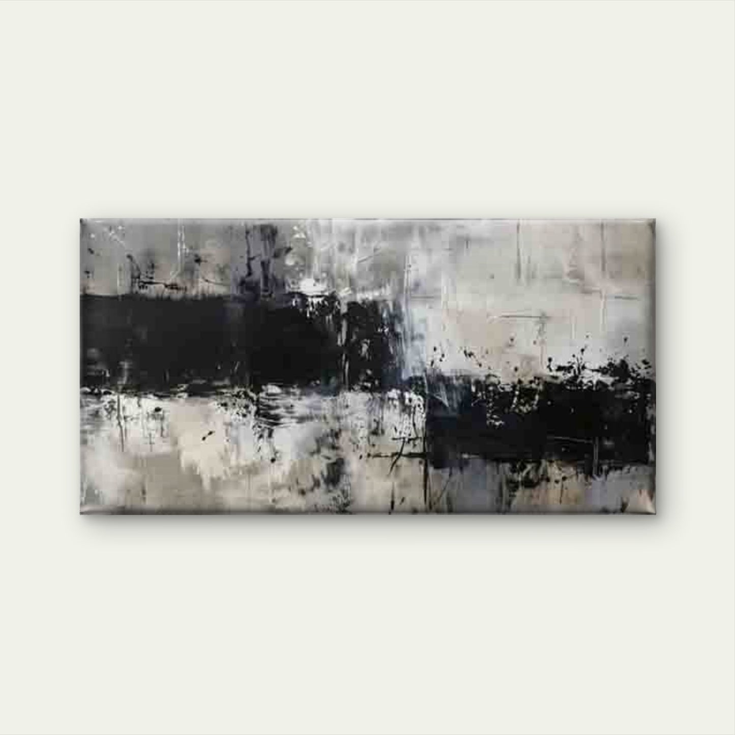 Abstract Black And White Wall Art Canvas Office Home Room Framed 120x60cm