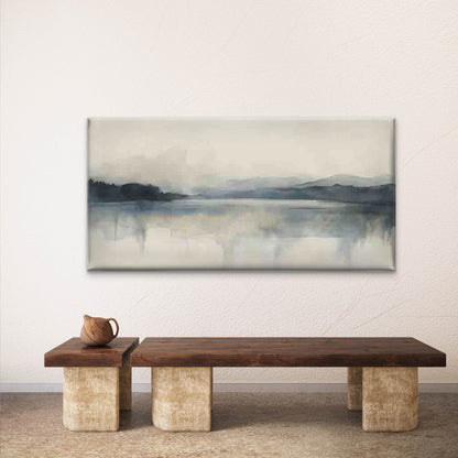 Misty Mountain Lake Wall Art Canvas Office Home Room Framed 120x60cm