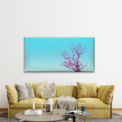 Pink Tree On Blue S Wall Art Canvas Office Home Room Framed 120x60cm - Bella Home Decor