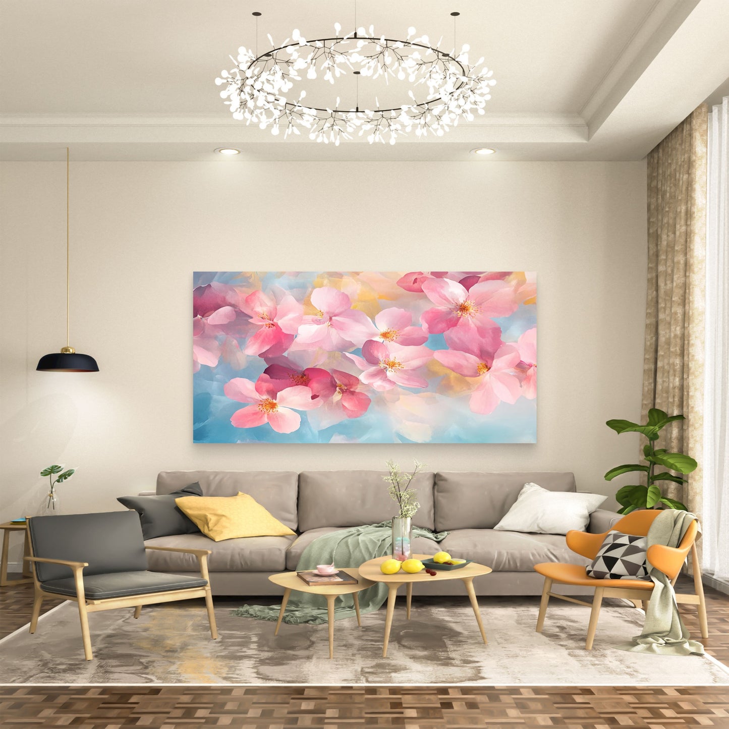 Spring's Gentle Floral Wall Art Canvas Office Home Room Framed 120x60cm - Bella Home Decor