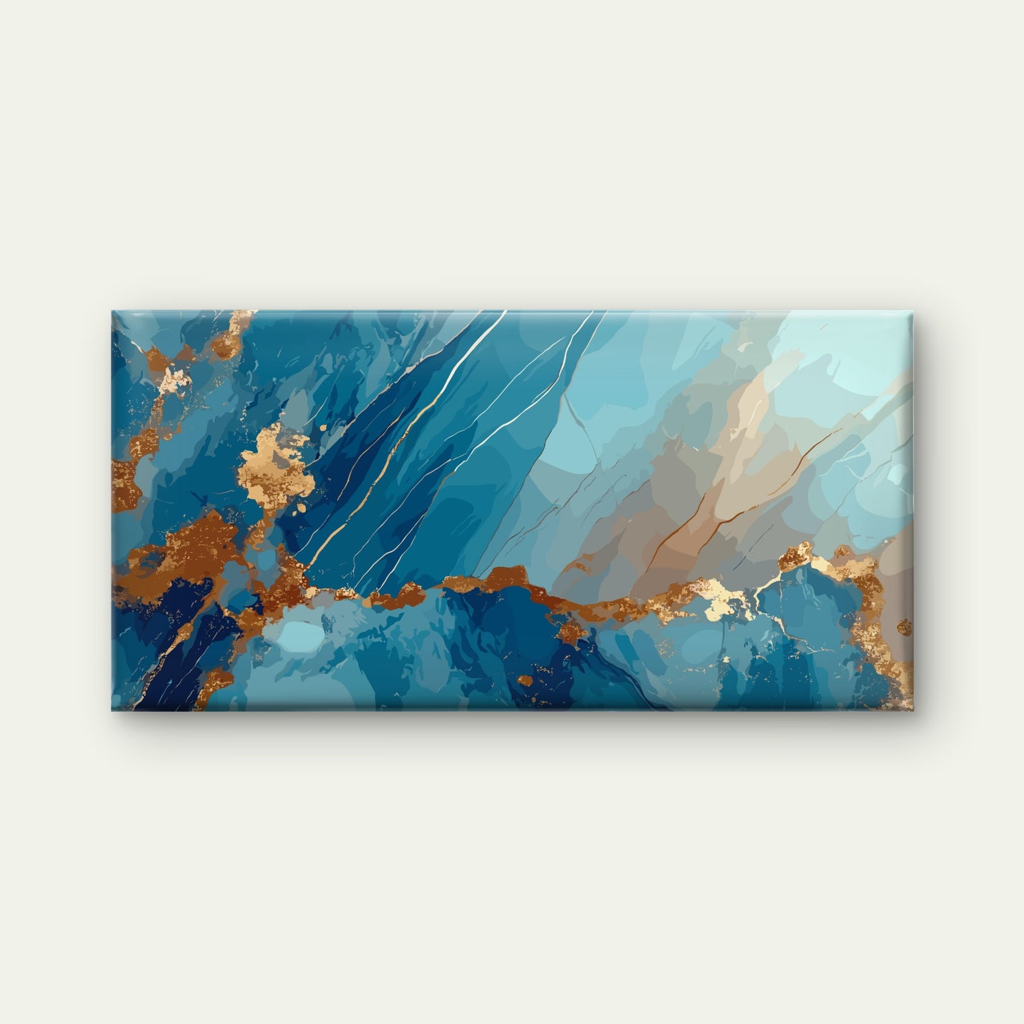 Azure Gilded Marble Fluid Wall Art Canvas Office Home Room Framed 120x60cm - Bella Home Decor