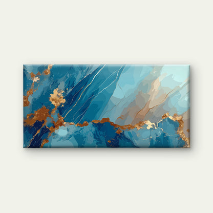 Azure Gilded Marble Fluid Wall Art Canvas Office Home Room Framed 120x60cm - Bella Home Decor