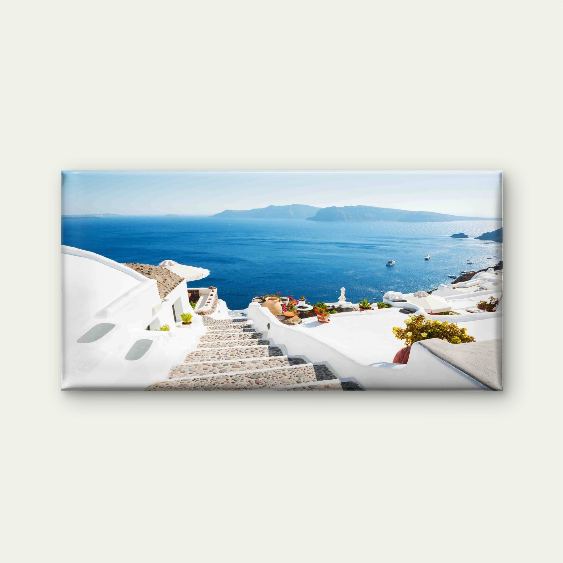 White Architecture On Santorini Wall Art Canvas Office Home Room Framed 120x60cm - Bella Home Decor