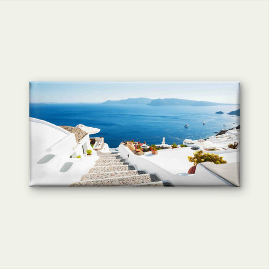 White Architecture On Santorini Wall Art Canvas Office Home Room Framed 120x60cm