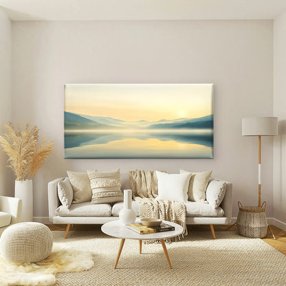 Soft Light Misty Valley Wall Art Canvas Office Home Room Framed 120x60cm - Bella Home Decor
