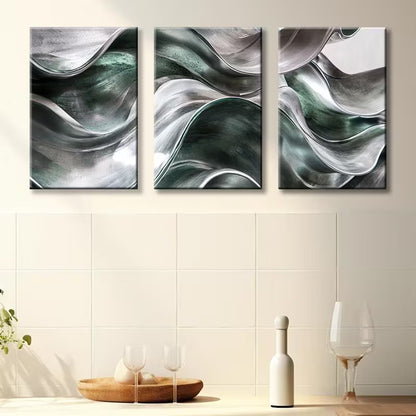 3pcs Wavy Abstract Design Wall Art Set Canvas Framed 40x60cm - High Quality Print 100% Australian Made Wall Canvas Ready to Hang