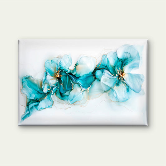 Modern Blue White Flowers Design Wall Art Decor 100% Australian Made