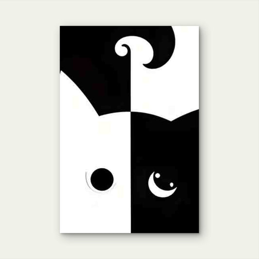 Black and White Contrast Cat Pattern 60x90cm Metal Print Ready to Hang