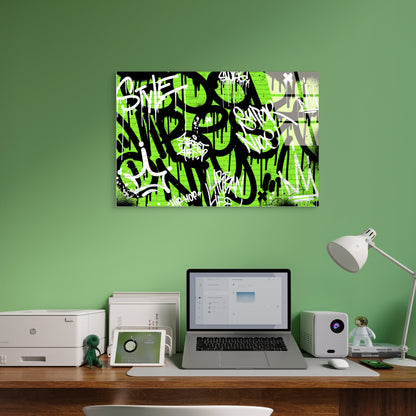 Green Graffiti Street Art Acrylic  Glass Printing Wall Art Australian Made Quality