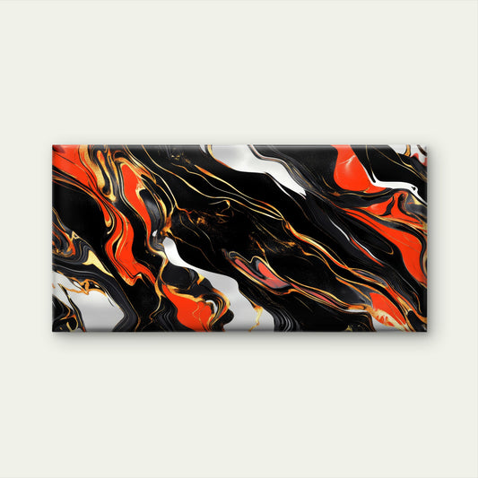 Fluid Black Red Swirl Marble Wall Art Canvas Office Home Room Framed 120x60cm
