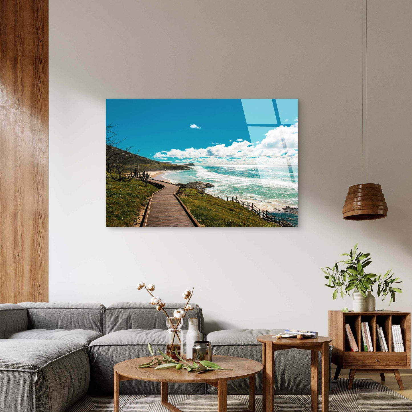 Scenic Wooden Boardwalk Ocean Coast Landscape K'gari Fraser Island Australia Acrylic Glass Printing Wall Art Australian Made