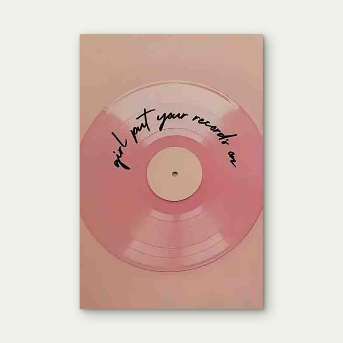 Pink Retro Vinyl Record Player Metal Print Ready to Hang
