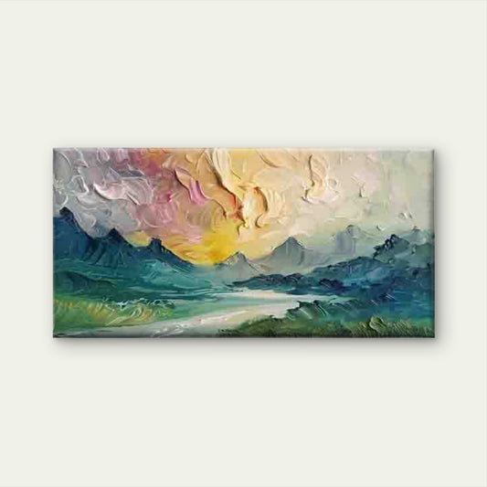 Abstract Mountain Sunset Wall Art Canvas Office Home Room Framed 120x60cm