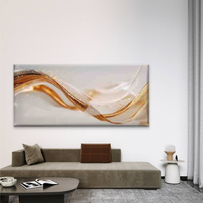 Glittering Golden Particles Wall Art Canvas Office Home Room Framed 120x60cm