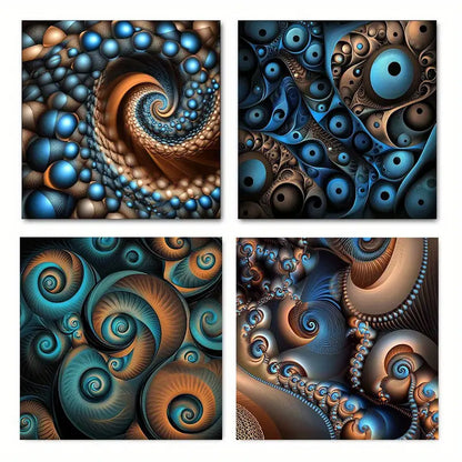 4pcs Blue Brown Like Suitable Wall Art Canvas Framed