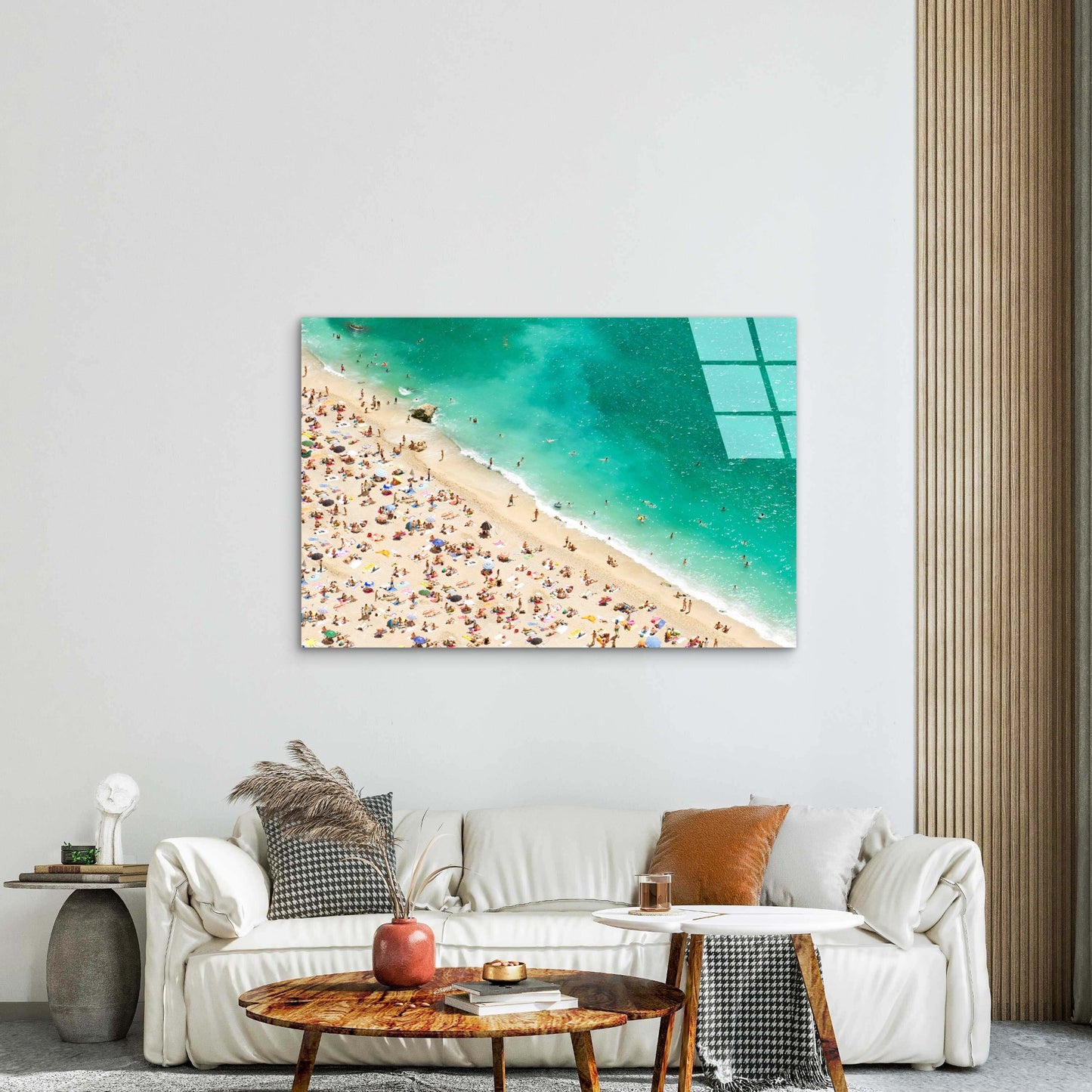 Seaside People Beach Tempered Glass Printing Wall Art Australian Made Quality