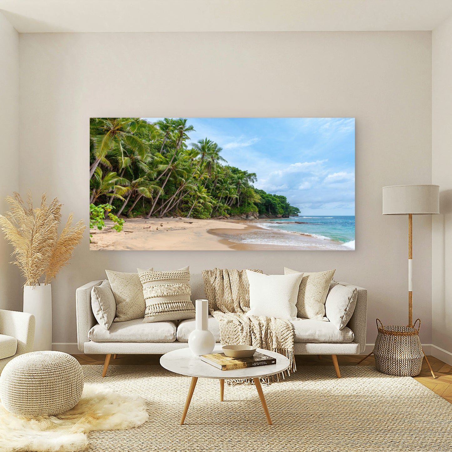 Beautiful sandy tropical Beach Wall Art Canvas Office Home Room Framed 120x60cm