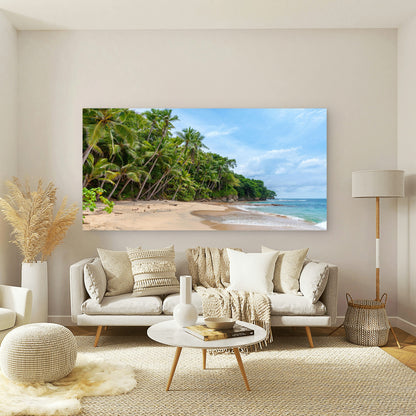 Beautiful sandy tropical Beach Wall Art Canvas Office Home Room Framed 120x60cm