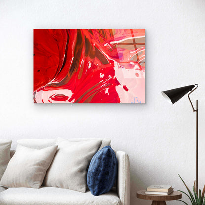 Striking Crimson Magenta Liquid Marble    Acrylic Glass Printing Wall Art Australian Made Quality