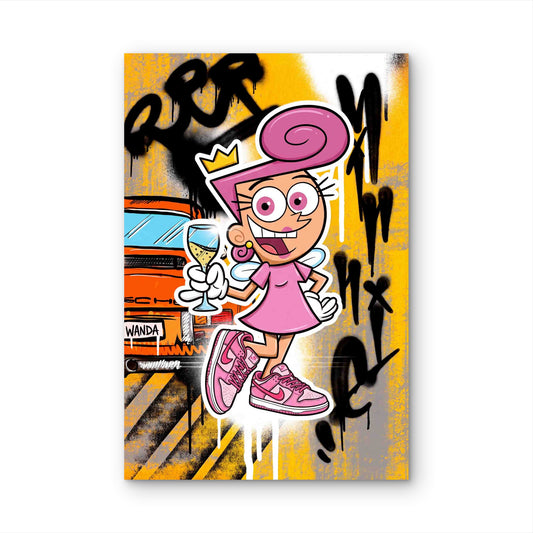 Urban Street Graffiti Pink Magic Fairy Sneakers Wine 60x90cm Metal Print Ready to Hang