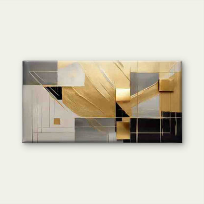 Abstract Design in Golden Wall Art Canvas Office Home Room Framed 120x60cm