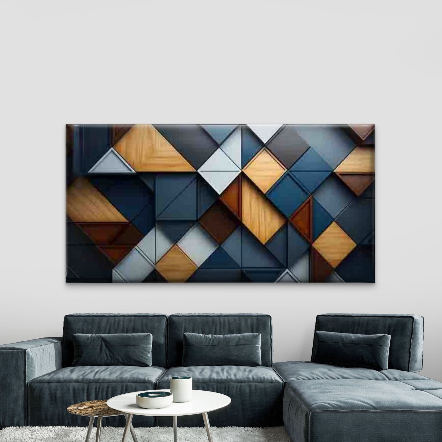 Abstract Geometric Wall Art Canvas Office Home Room Framed 120x60cm