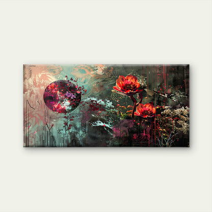 Dark Abstract Floral Art Wall Art Canvas Office Home Room Framed 120x60cm