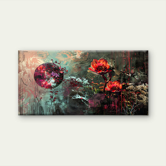 Dark Abstract Floral Art Wall Art Canvas Office Home Room Framed 120x60cm