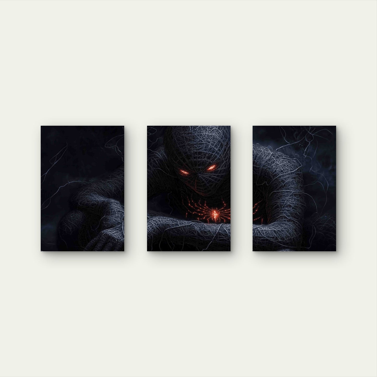3pcs Dark Masked Hero Symbiote Metal Print Ready to Hang Art