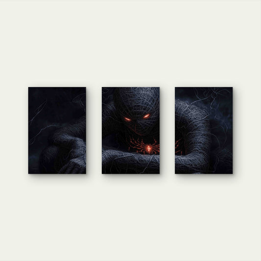 3pcs Dark Masked Hero Symbiote Metal Print Ready to Hang Art