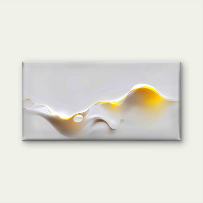 White and Gold Fluid Flows Wall Art Canvas Office Home Room Framed 120x60cm
