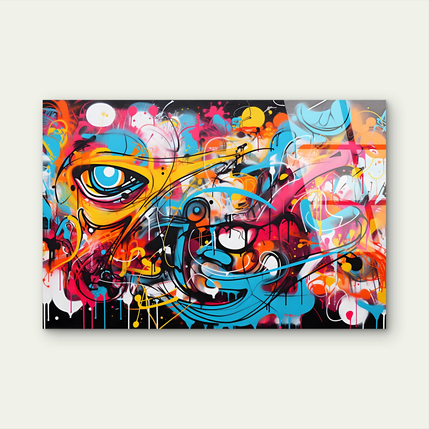 Urban Graffiti Art Colorful Drip Splash Acrylic Glass Printing Wall Art Australian Made Quality