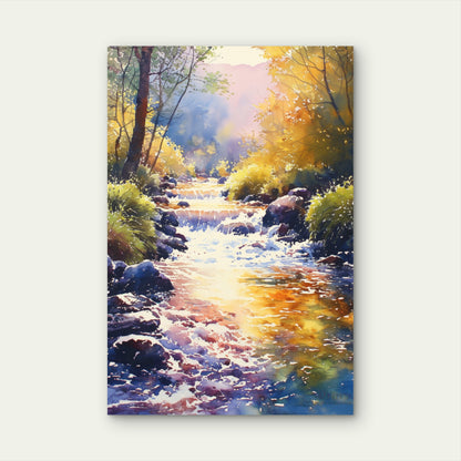 Digital Art Style Illustration River Nature 40x60cm Metal Print Ready to Hang