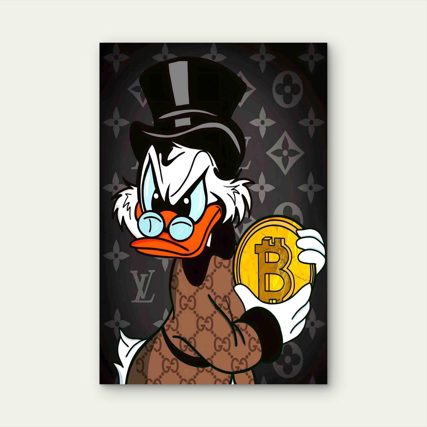 Rich Duck Holding Gold Coin 40x60cm Metal Print Ready to Hang - Bella Home Decor