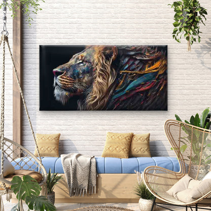 Featuring a Lion'S Mane Wall Art Canvas Office Home Room Framed 120x60cm