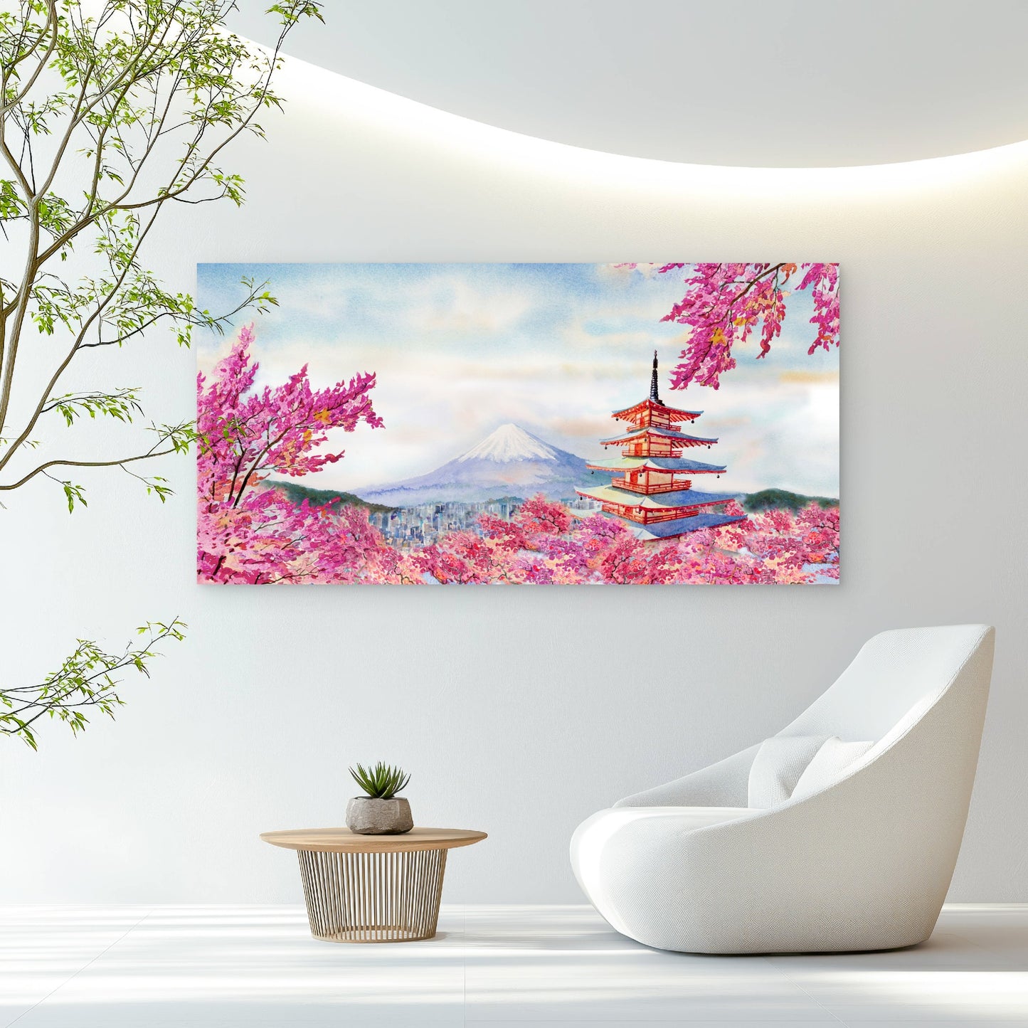 Mount Fuji Cherry Blossoms Art Wall Art Canvas Office Home Room Framed 120x60cm