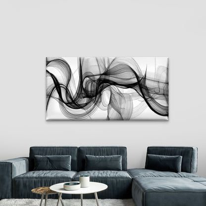 Monochromatic Black Smoke Wall Art Canvas Office Home Room Framed 120x60cm - Bella Home Decor