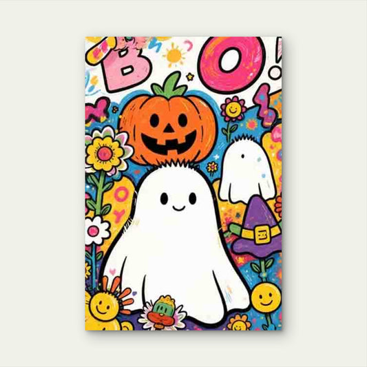 Halloween-Themed Abstract Art Style 60x90cm Metal Print Ready to Hang