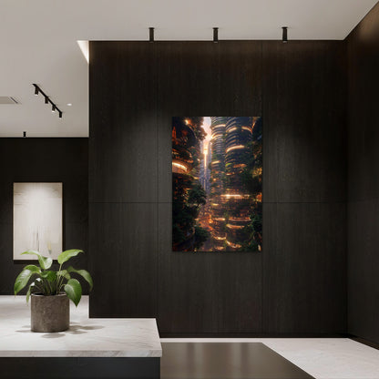 Futuristic Exploration Evolving Cityscape 60x90cm Metal Print Ready to Hang - Bella Home Decor
