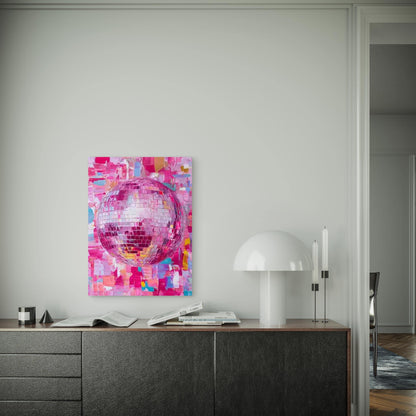 Disco Ball Pink Funky Trendy Painting 60x90cm Metal Print Ready to Hang
