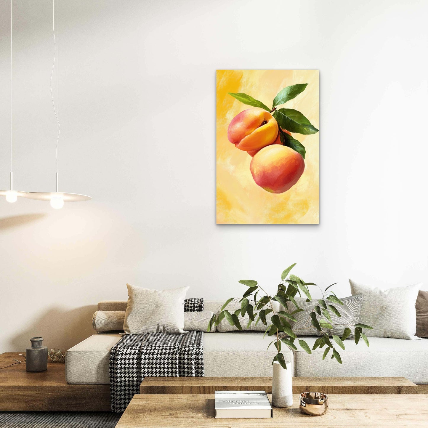 Illustration of Apricots on a Branch 40x60cm Metal Print Ready to Hang