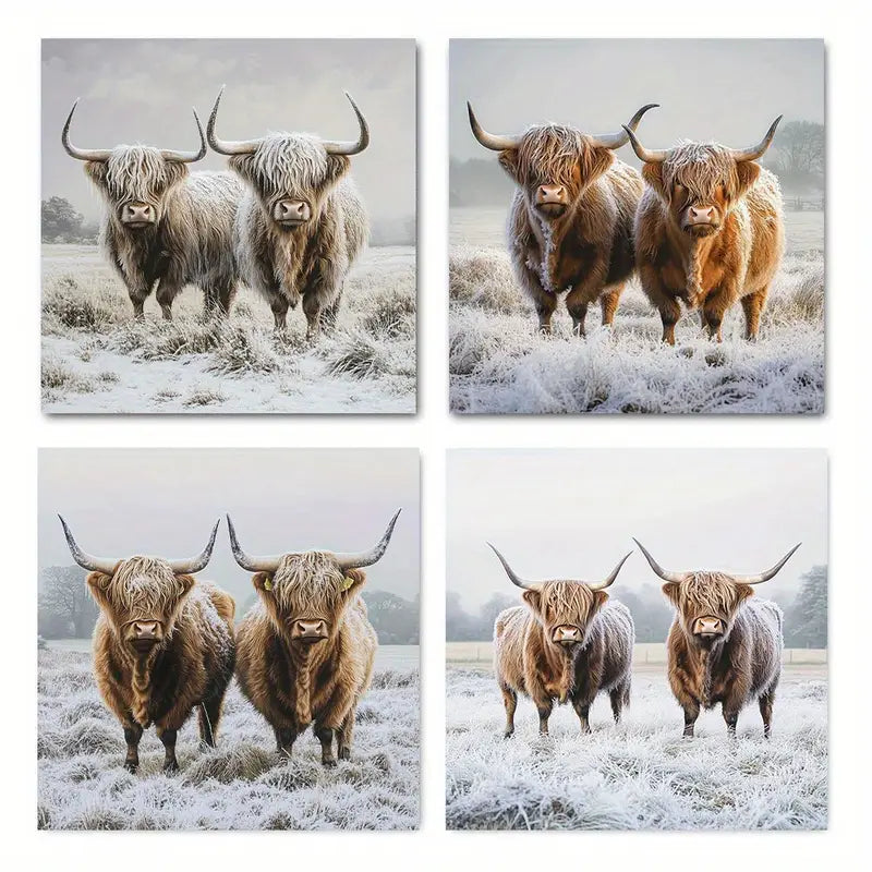 4pcs Grass Poster Modern Elegant   Wall Art Canvas Framed