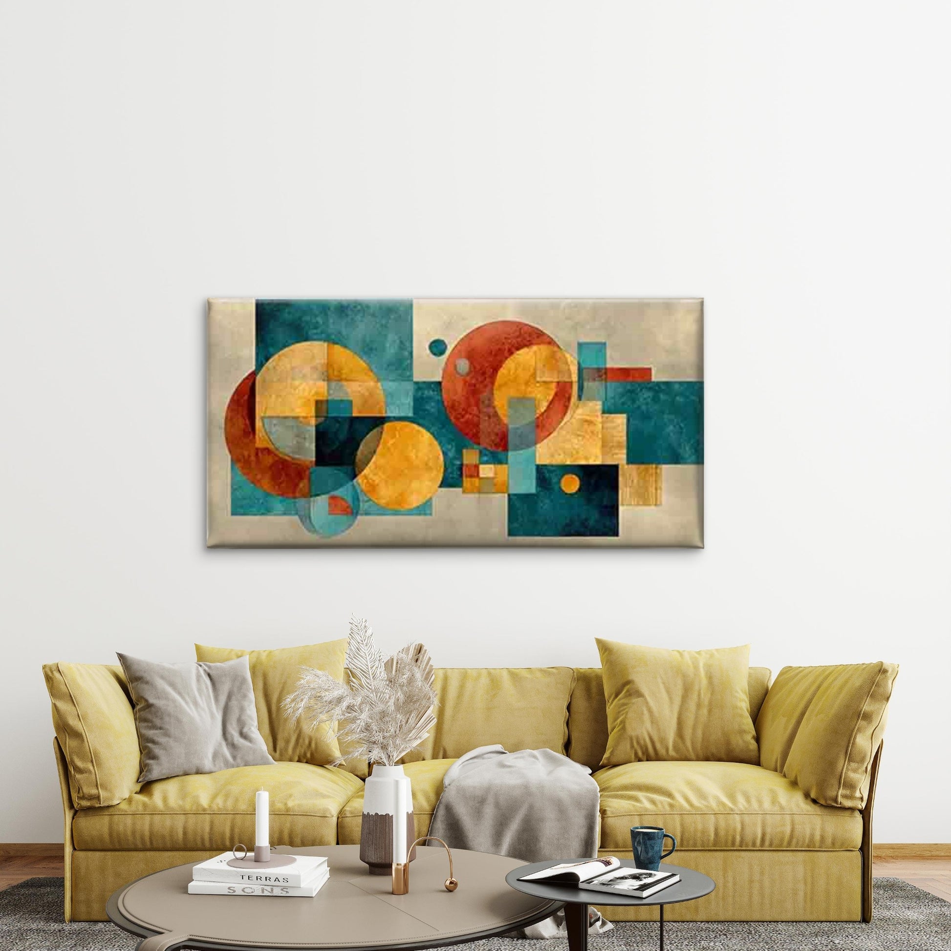 Geometric Abstract Wall Art Canvas Office Home Room Framed 120x60cm - Bella Home Decor