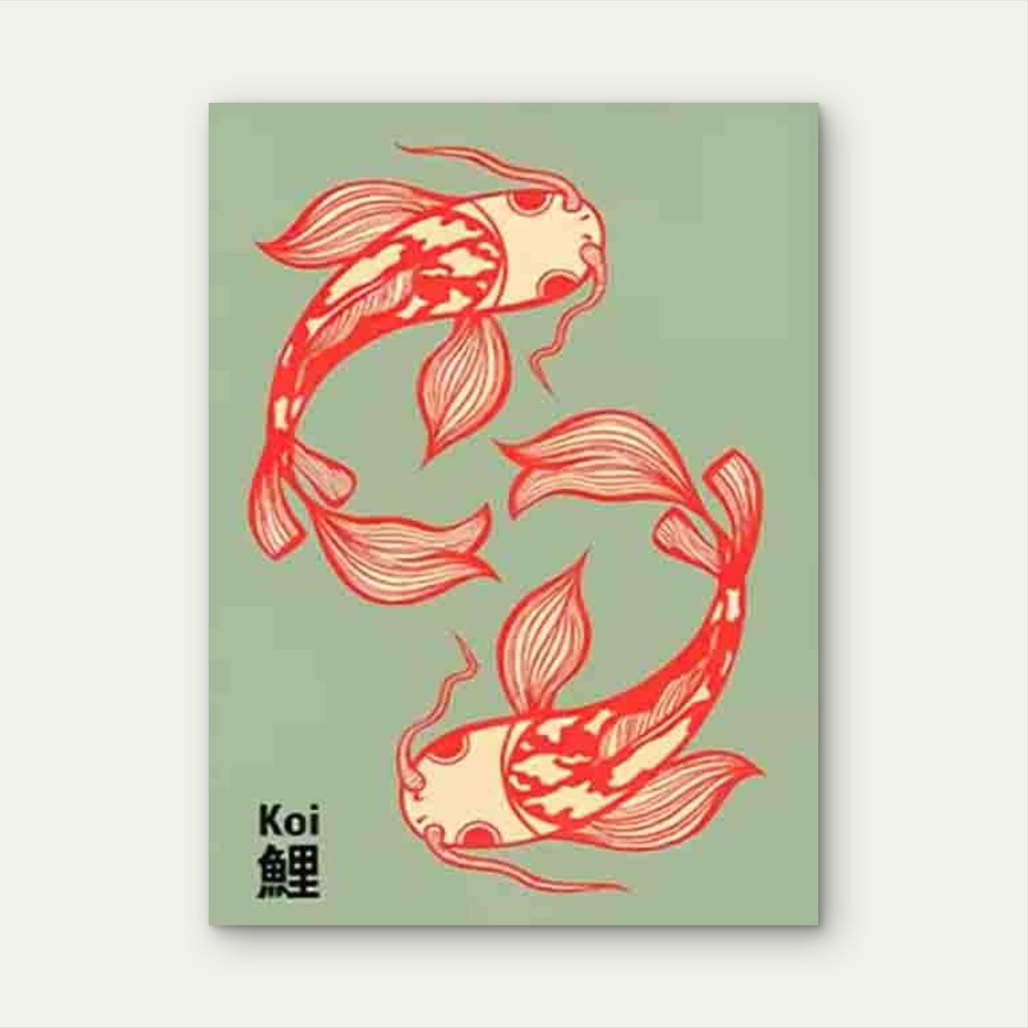 Japanese Inspired Koi Fish 60x90cm Metal Print Ready to Hang - Bella Home Decor